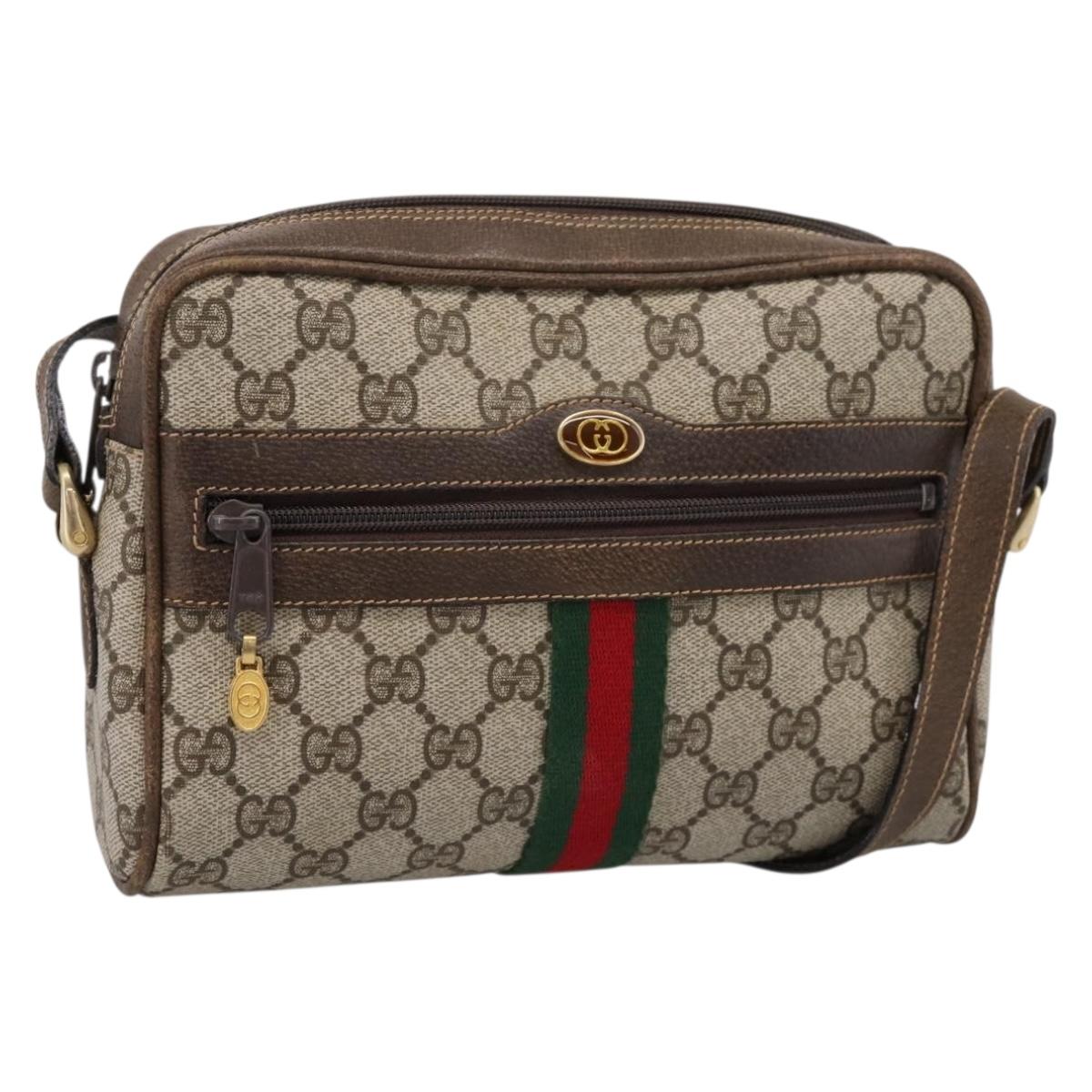 GUCCI GG Supreme Web Sherry Line Shoulder Bag PVC Beige 010 378 Auth BA15373
