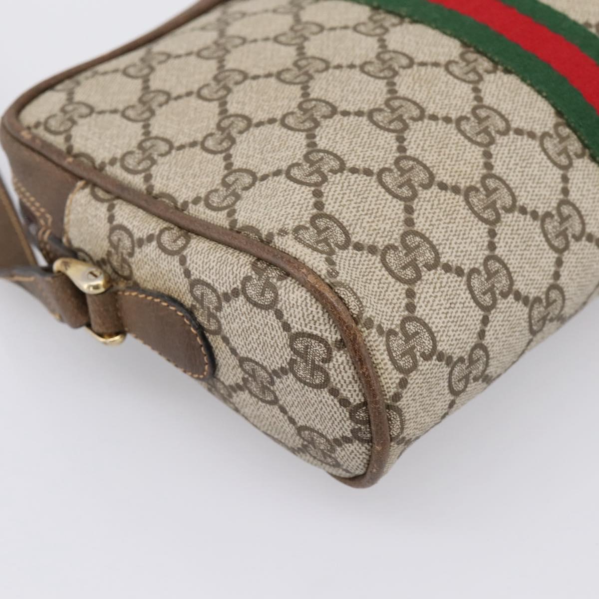 GUCCI GG Supreme Web Sherry Line Shoulder Bag PVC Beige 010 378 Auth BA15373