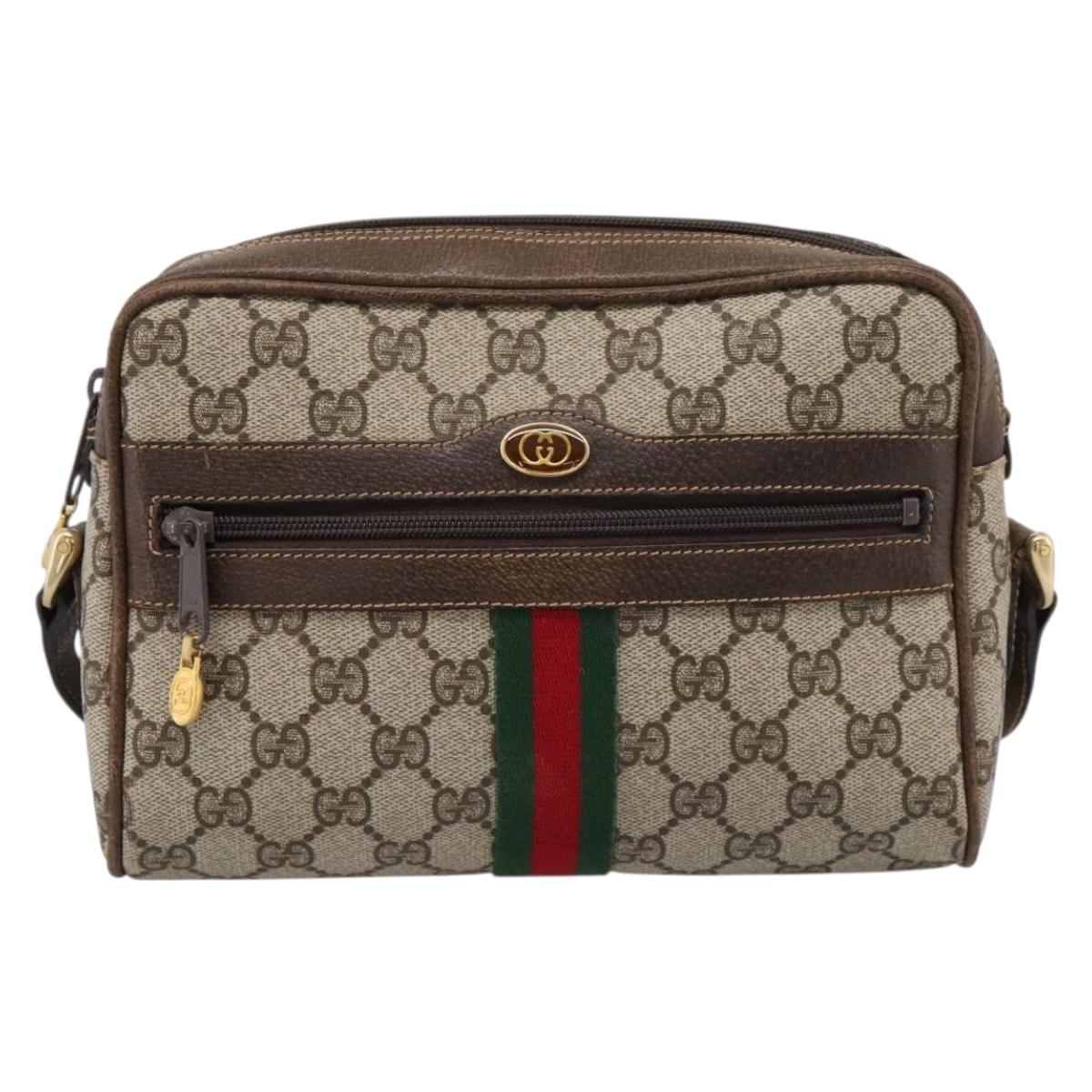 GUCCI GG Supreme Web Sherry Line Shoulder Bag PVC Beige 010 378 Auth BA15373