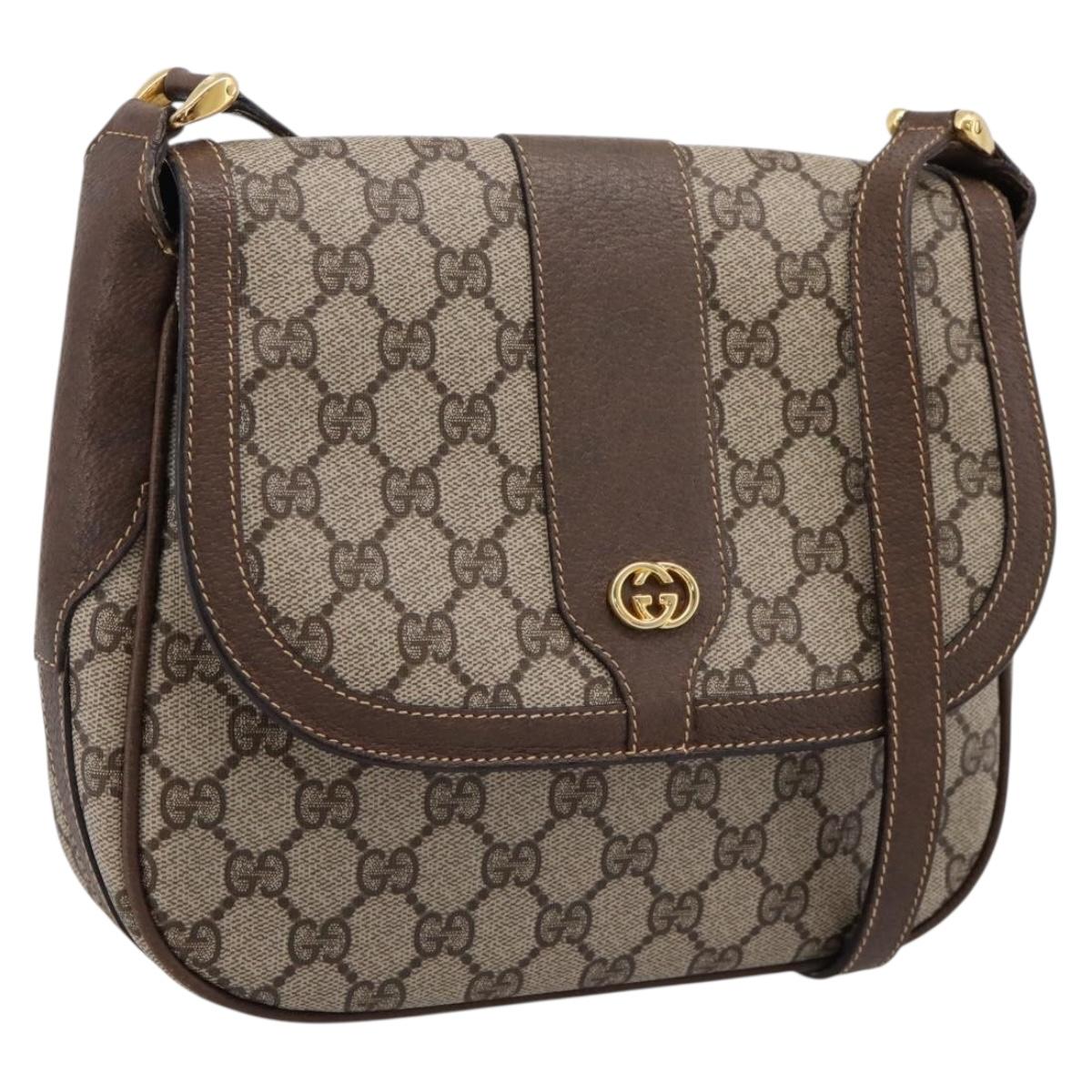 GUCCI GG Supreme Shoulder Bag PVC Beige Gold Tone 001 41 4425 Auth BA15374