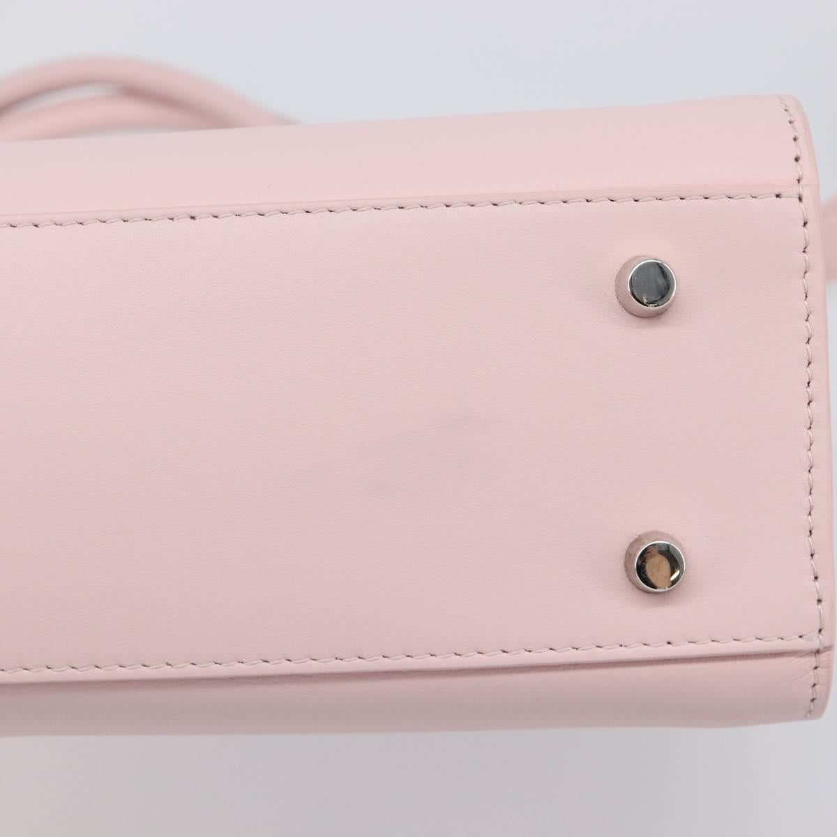 VERSACE Hand Bag Leather 2way Pink Silver Auth BA15378V