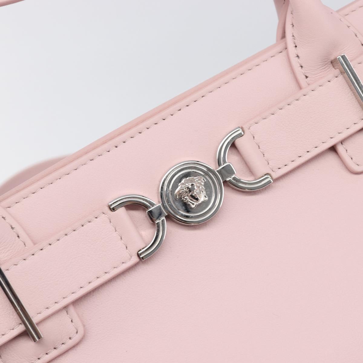 VERSACE Hand Bag Leather 2way Pink Silver Auth BA15378V