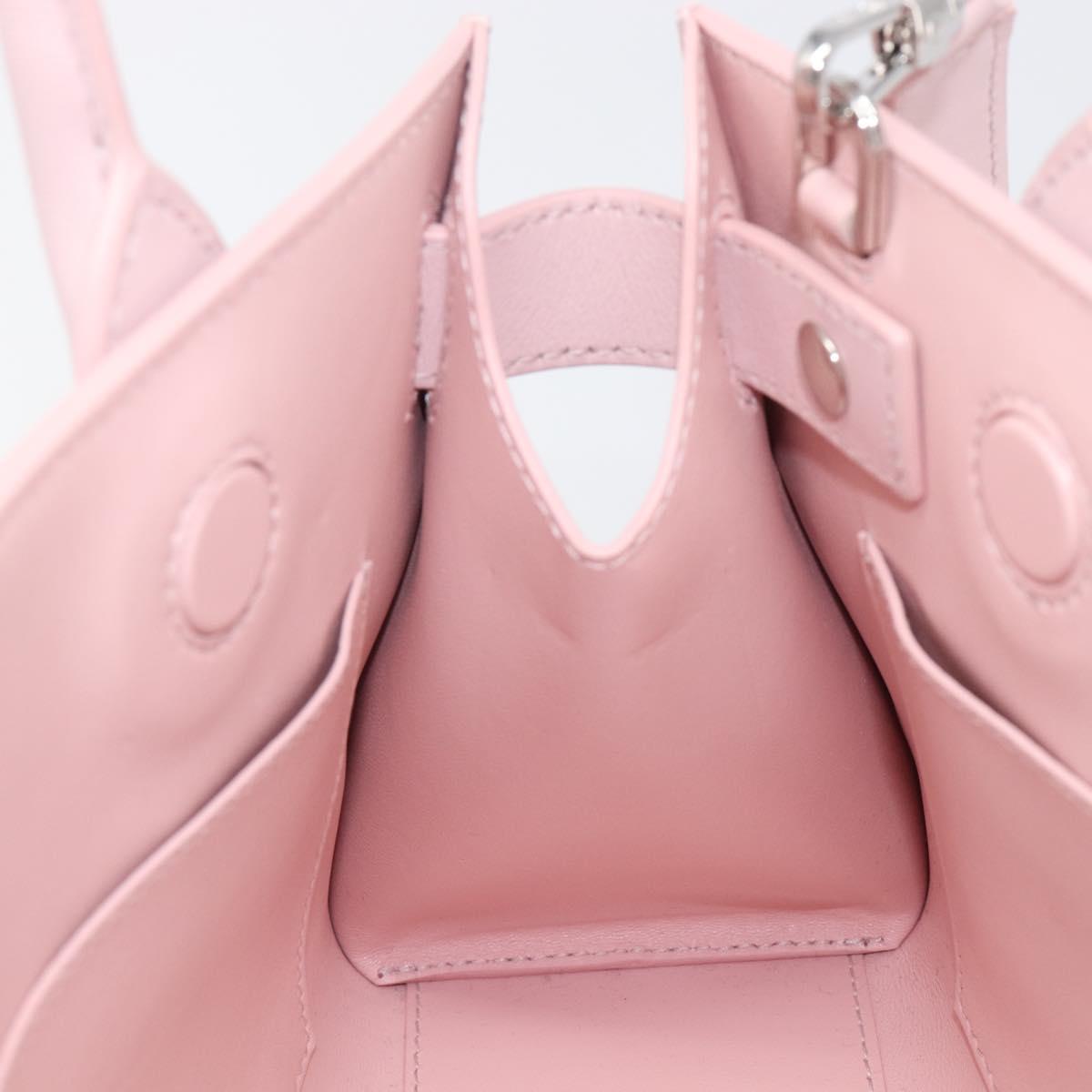 VERSACE Hand Bag Leather 2way Pink Silver Auth BA15378V