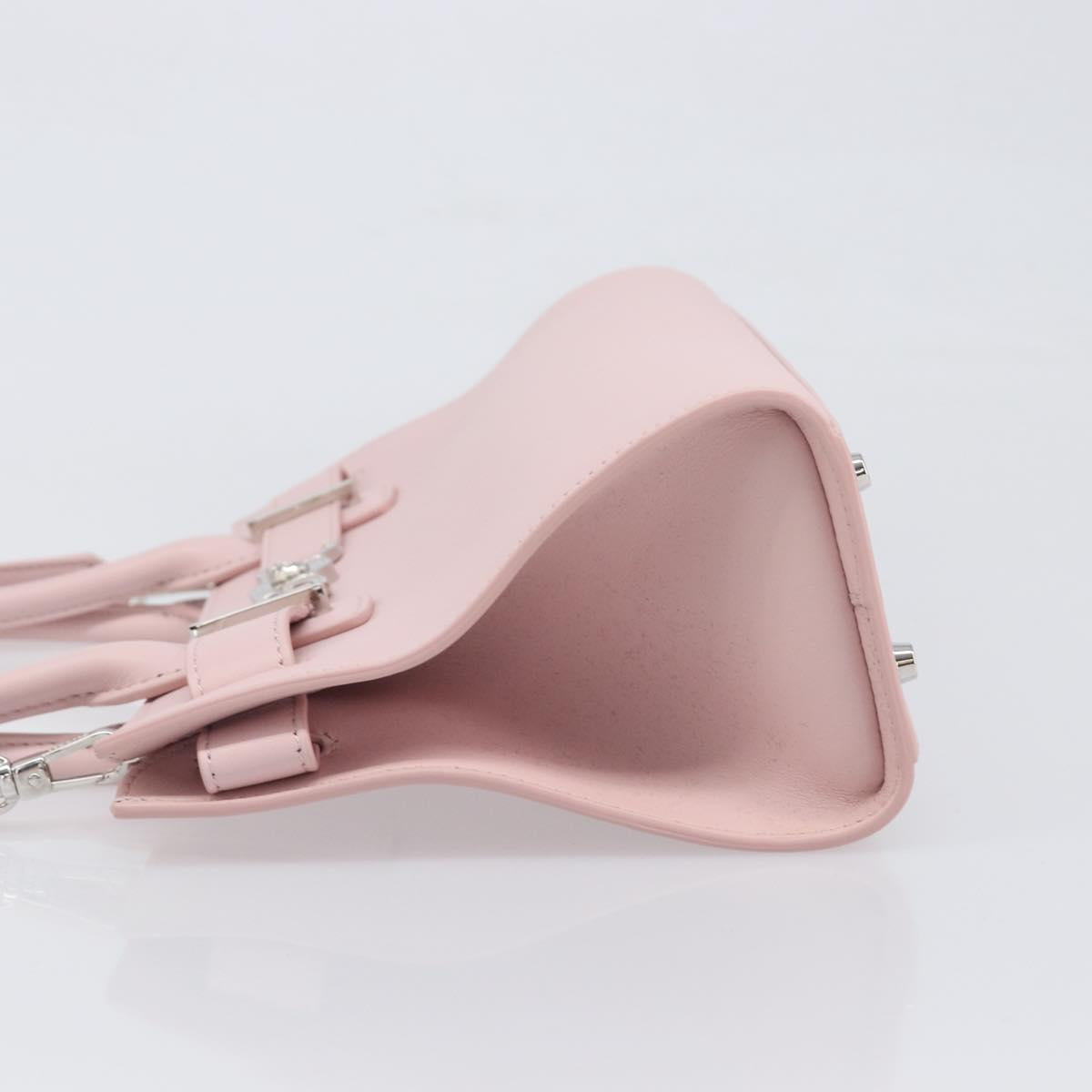 VERSACE Hand Bag Leather 2way Pink Silver Auth BA15378V