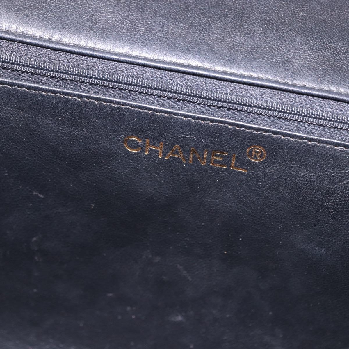 CHANEL Lamb Skin Matelasse Chain Shoulder Bag Black Gold Tone CC Auth BA15379A