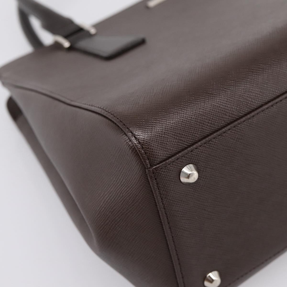 BURBERRY Hand Bag Leather Brown Silver Auth BA15380A