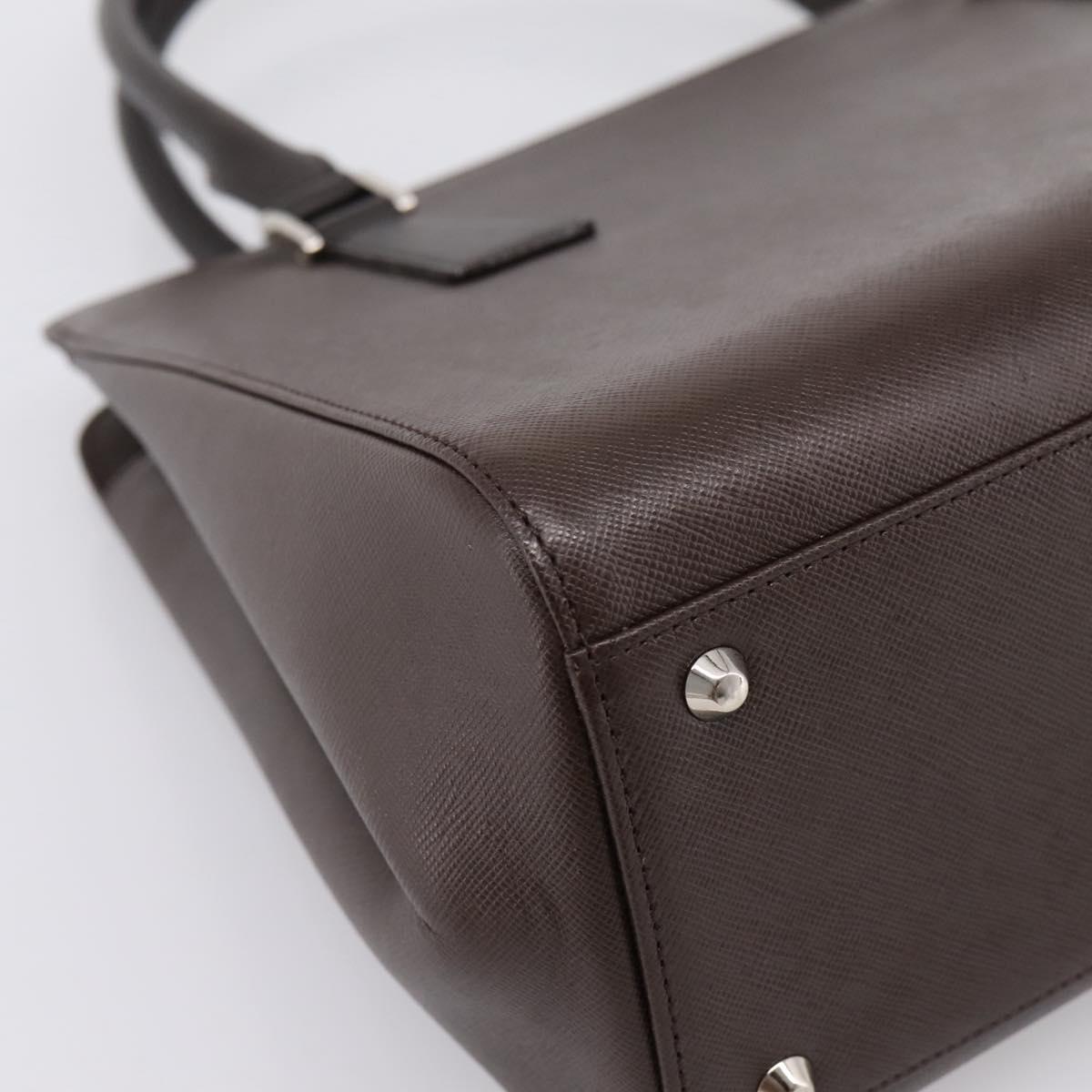 BURBERRY Hand Bag Leather Brown Silver Auth BA15380A