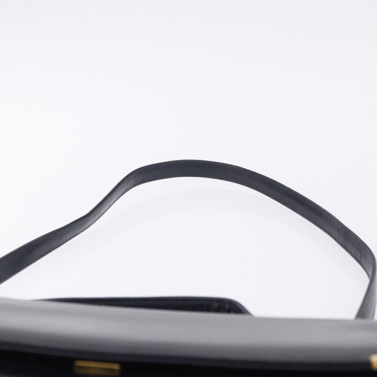 Christian Dior Hand Bag Leather 2way Navy Gold Tone Auth BA15381