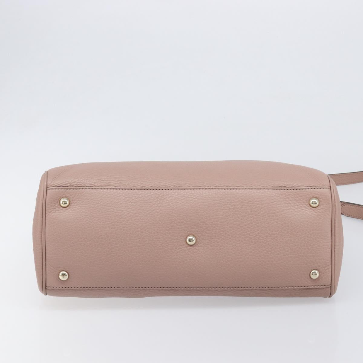 GUCCI Bamboo Hand Bag Leather 2way Pink Gold Tone 323660 Auth BA15382A