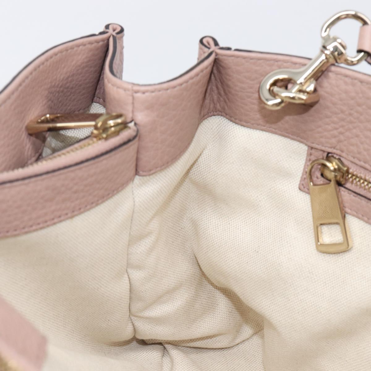 GUCCI Bamboo Hand Bag Leather 2way Pink Gold Tone 323660 Auth BA15382A