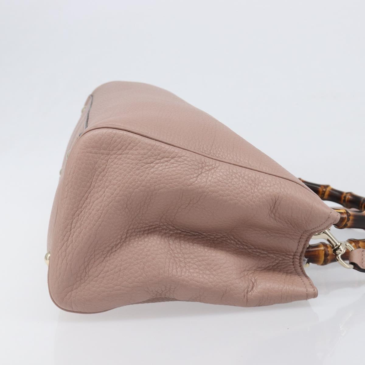 GUCCI Bamboo Hand Bag Leather 2way Pink Gold Tone 323660 Auth BA15382A