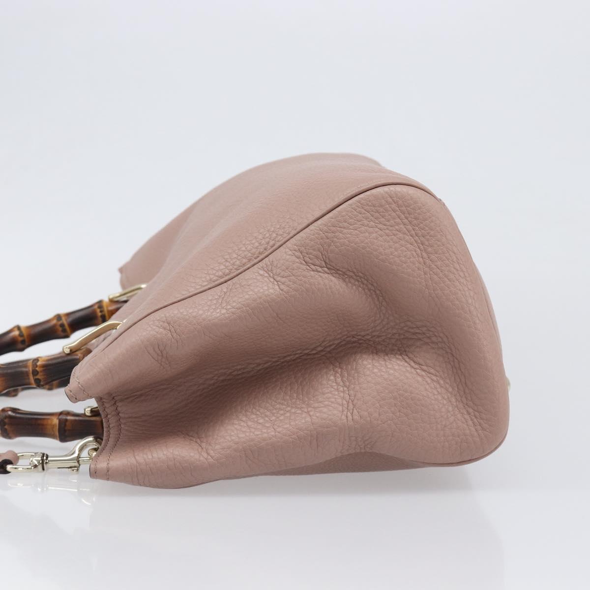 GUCCI Bamboo Hand Bag Leather 2way Pink Gold Tone 323660 Auth BA15382A