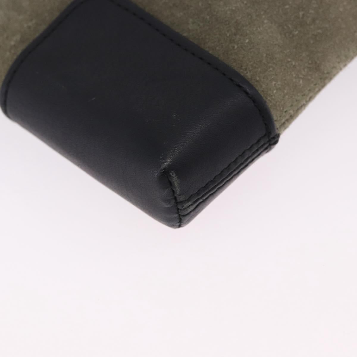 LOEWE Anagram Shoulder Bag Suede Khaki Black Auth BA15386