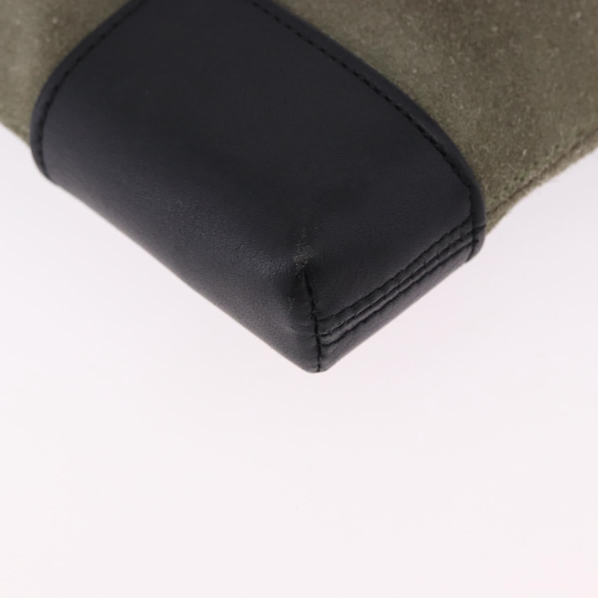 LOEWE Anagram Shoulder Bag Suede Khaki Black Auth BA15386