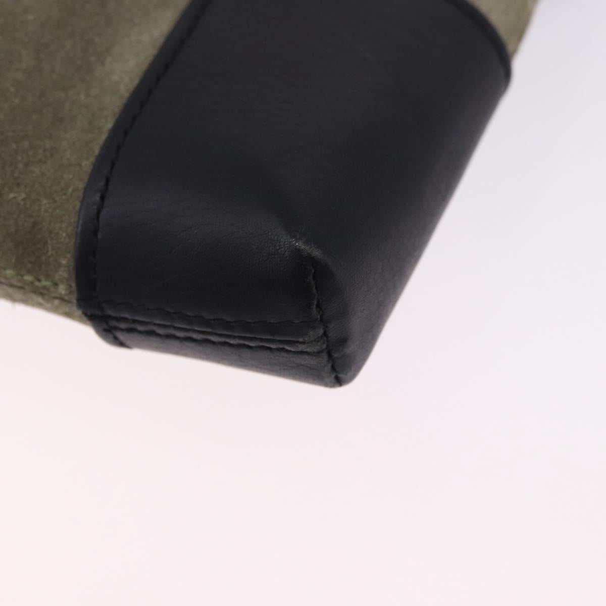 LOEWE Anagram Shoulder Bag Suede Khaki Black Auth BA15386