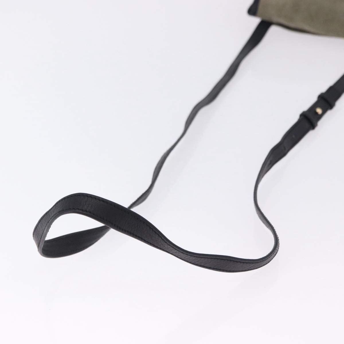 LOEWE Anagram Shoulder Bag Suede Khaki Black Auth BA15386