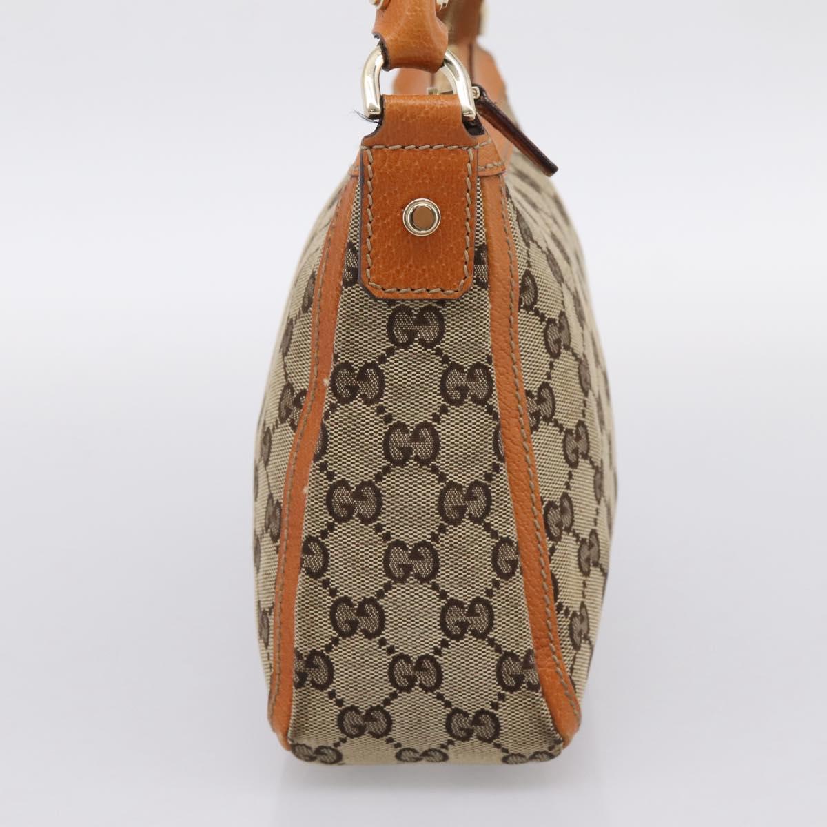 GUCCI GG Canvas Hand Bag Beige Gold Tone 146244 Auth BA15387