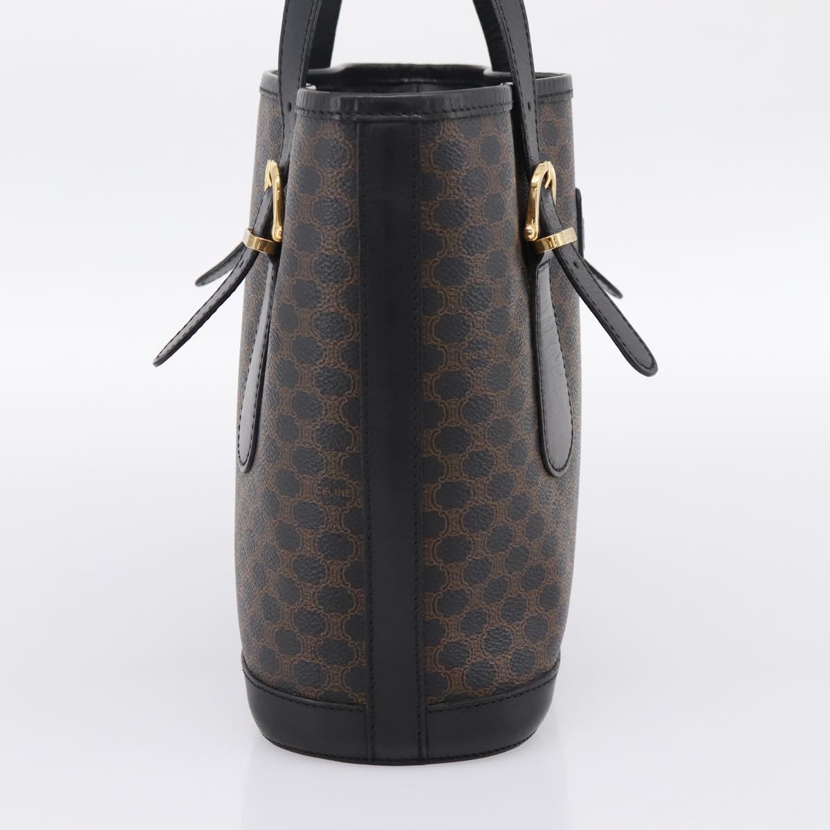 CELINE Macadam Tote Bag PVC Leather Black Gold Tone Auth BA15388