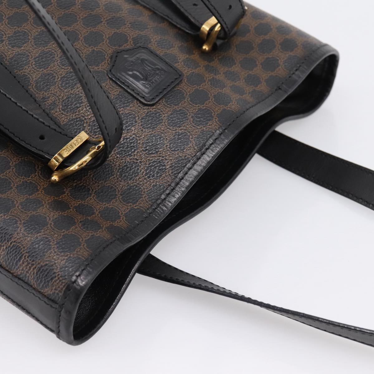 CELINE Macadam Tote Bag PVC Leather Black Gold Tone Auth BA15388