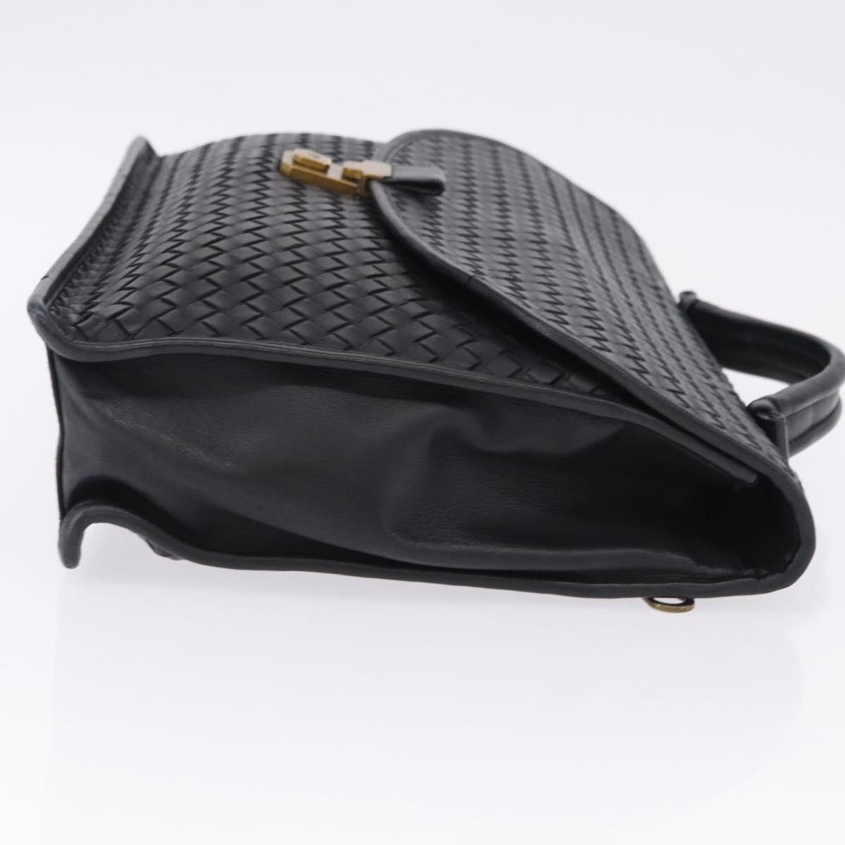 BOTTEGA VENETA INTRECCIATO Business Bag Leather Black Gold 170238 Auth BA15390