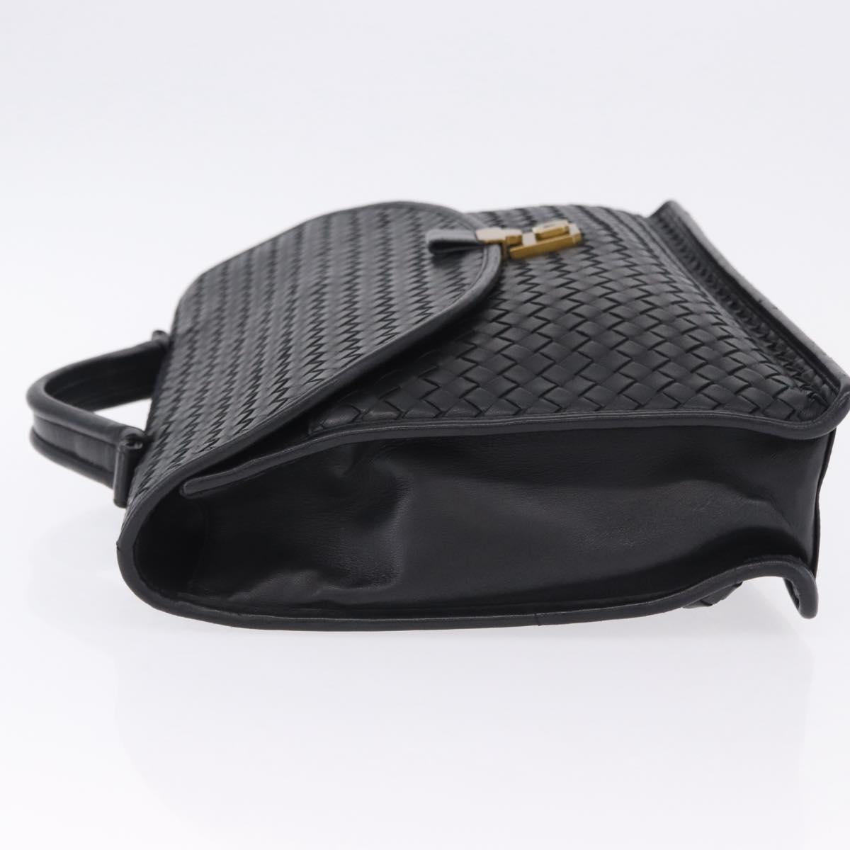 BOTTEGA VENETA INTRECCIATO Business Bag Leather Black Gold 170238 Auth BA15390