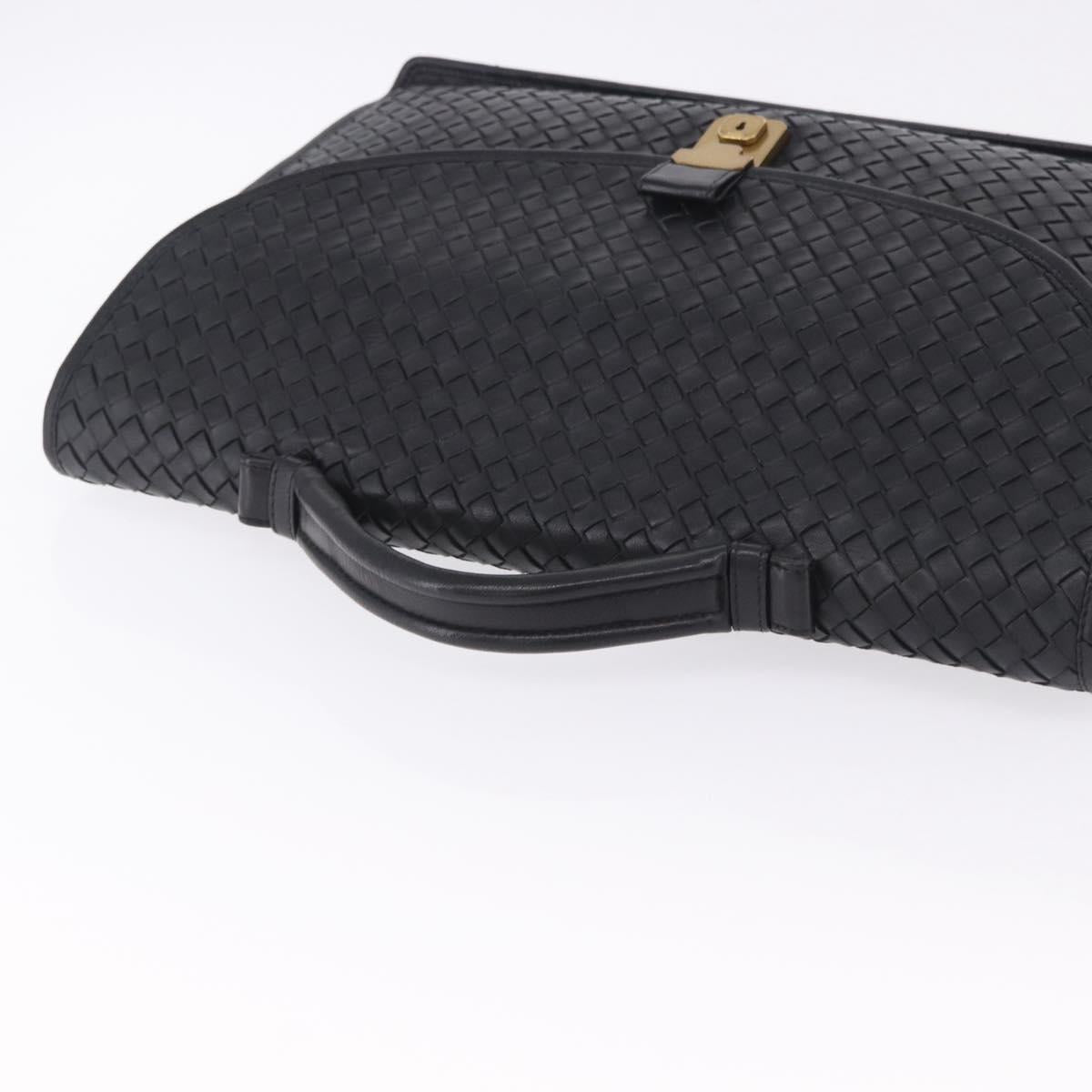 BOTTEGA VENETA INTRECCIATO Business Bag Leather Black Gold 170238 Auth BA15390
