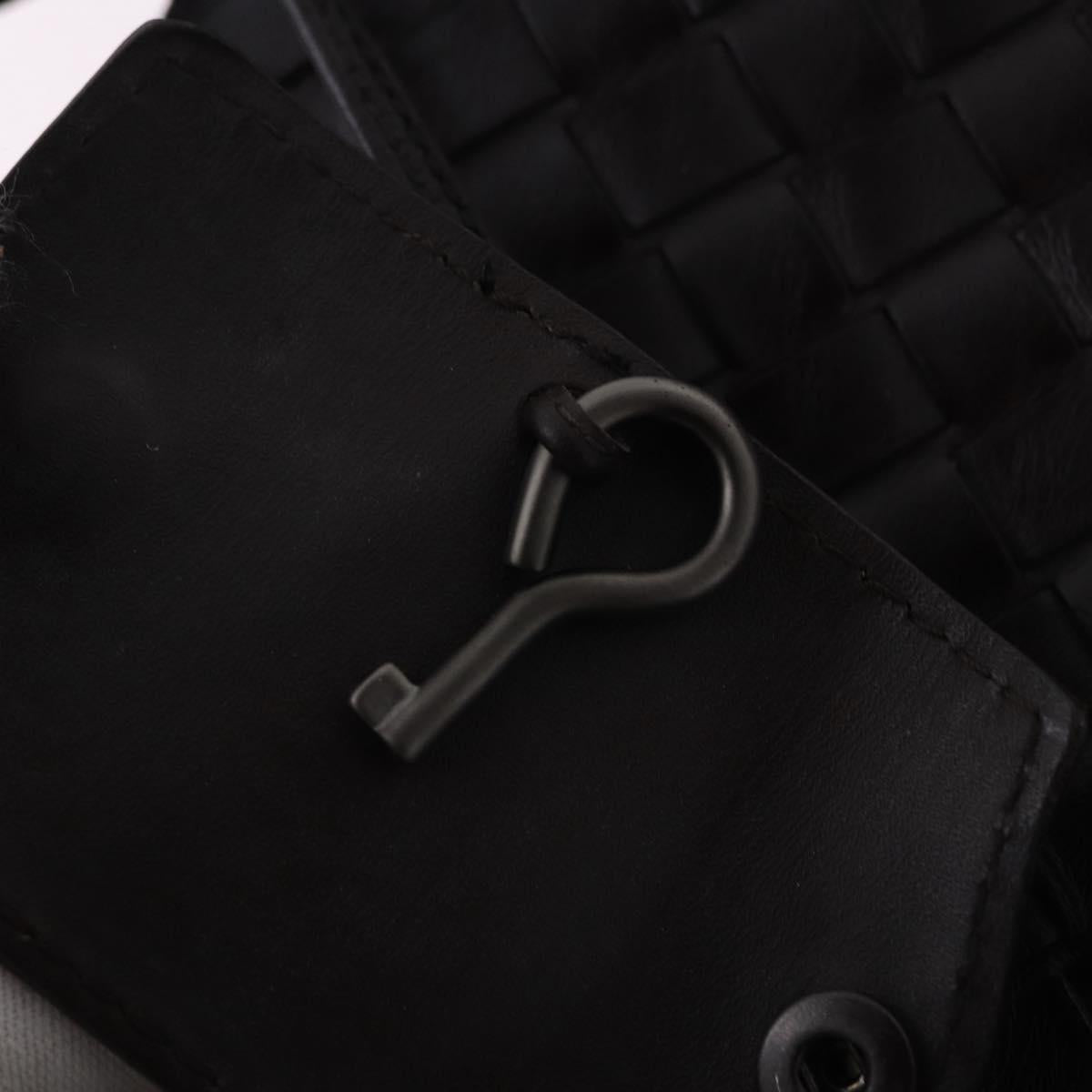 BOTTEGA VENETA INTRECCIATO Business Bag Leather Black Silver 122139 Auth BA15392