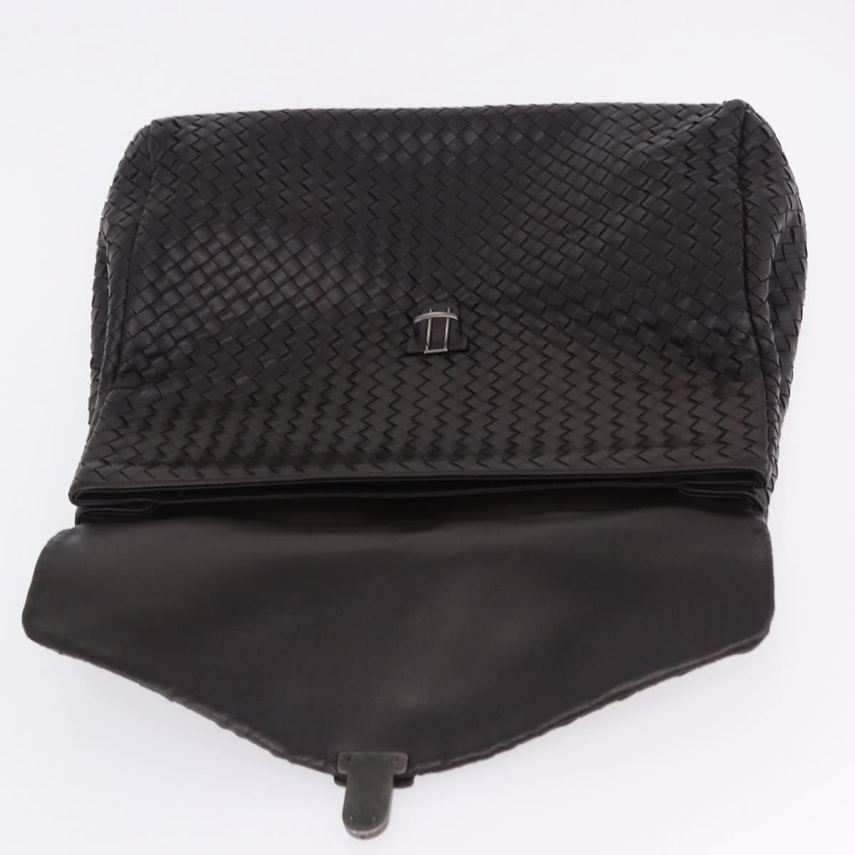 BOTTEGA VENETA INTRECCIATO Business Bag Leather Black Silver 122139 Auth BA15392