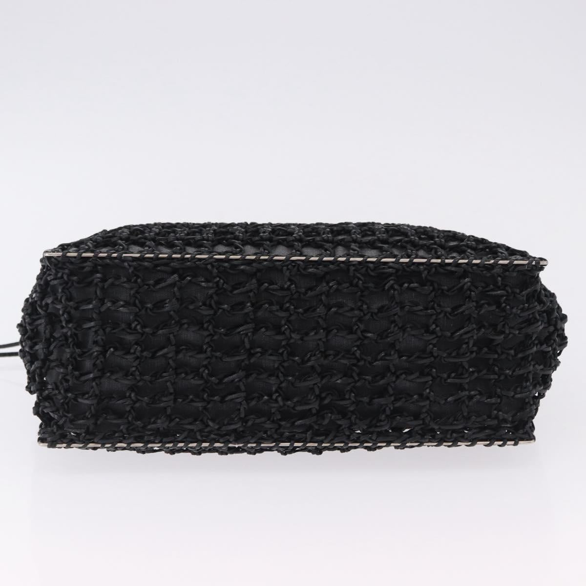 Salvatore Ferragamo Hand Bag Nylon 2way Black Silver Auth BA15393