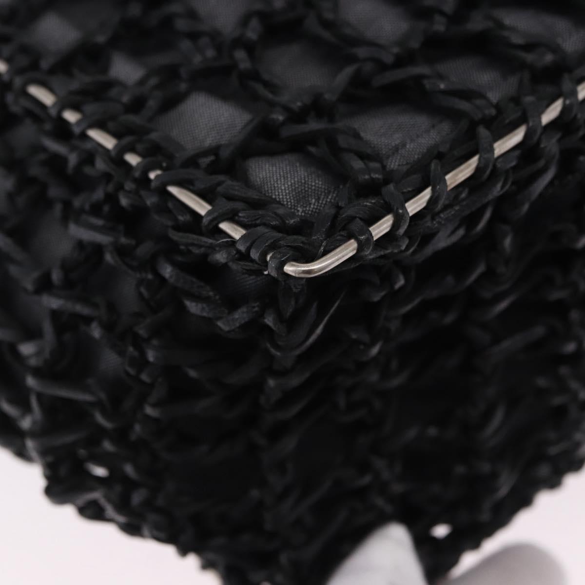 Salvatore Ferragamo Hand Bag Nylon 2way Black Silver Auth BA15393