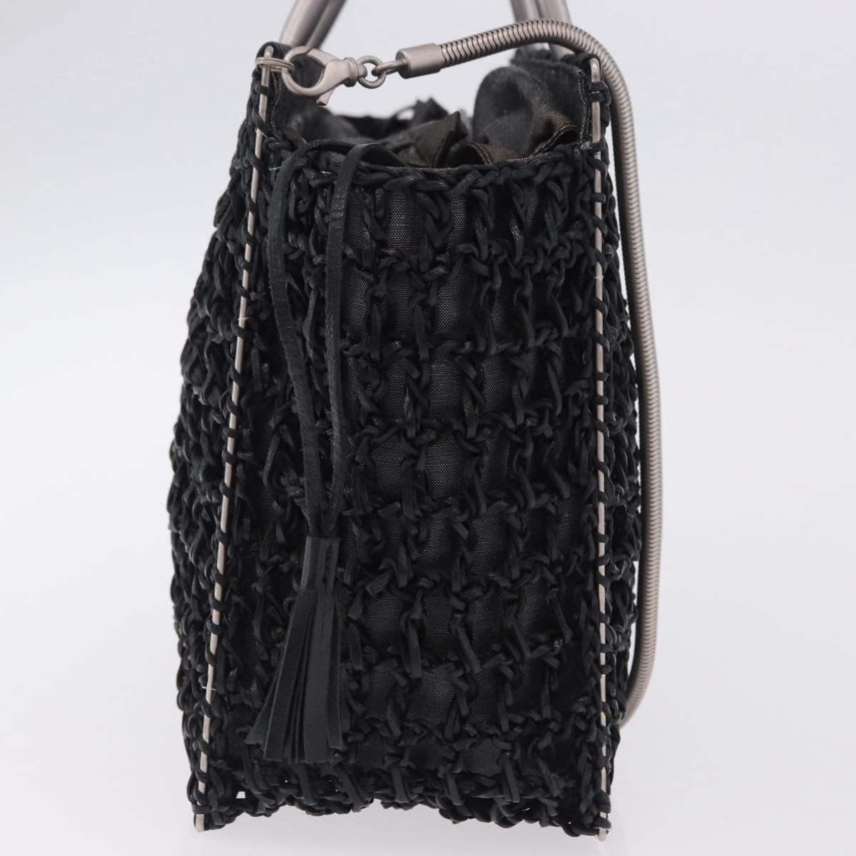 Salvatore Ferragamo Hand Bag Nylon 2way Black Silver Auth BA15393