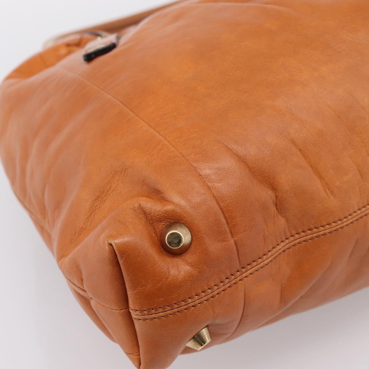 Chloe Victoria Hand Bag Leather Brown Gold Tone Auth BA15396