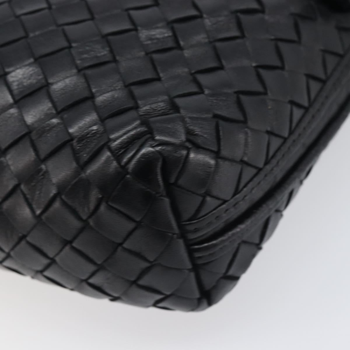 BOTTEGA VENETA INTRECCIATO Shoulder Bag Leather Black Auth BA15399