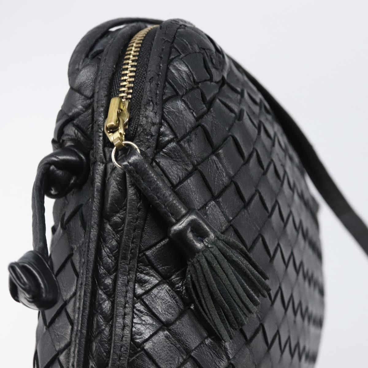 BOTTEGA VENETA INTRECCIATO Shoulder Bag Leather Black Auth BA15399