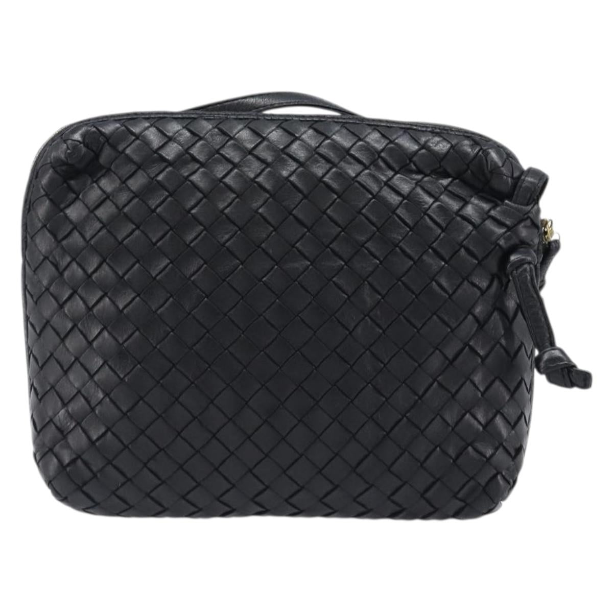 BOTTEGA VENETA INTRECCIATO Shoulder Bag Leather Black Auth BA15399