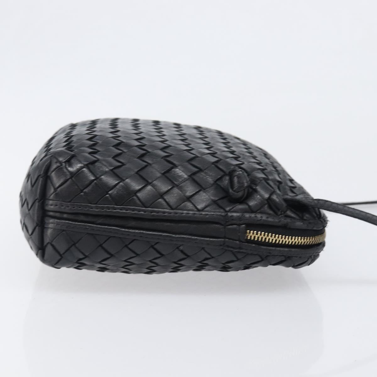 BOTTEGA VENETA INTRECCIATO Shoulder Bag Leather Black Auth BA15399