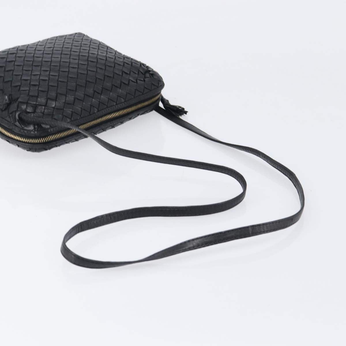 BOTTEGA VENETA INTRECCIATO Shoulder Bag Leather Black Auth BA15399