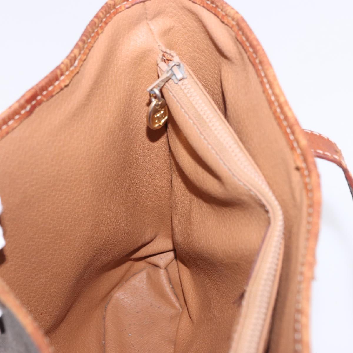 CELINE Macadam Tote Bag PVC Leather Brown Gold Tone Auth BA15400