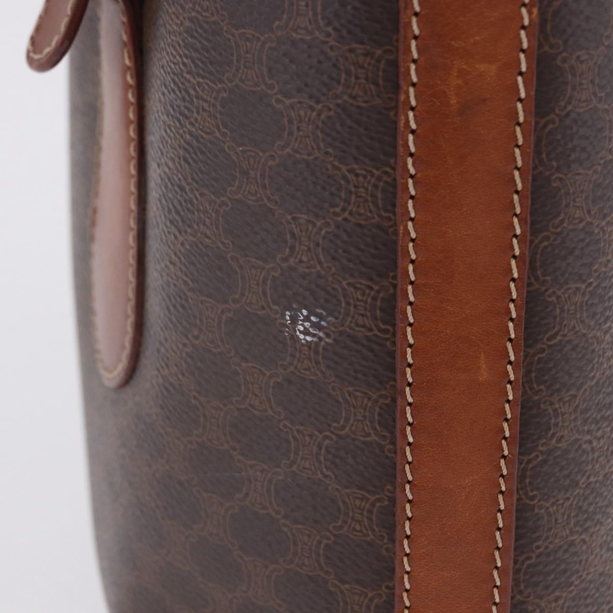 CELINE Macadam Tote Bag PVC Leather Brown Gold Tone Auth BA15400