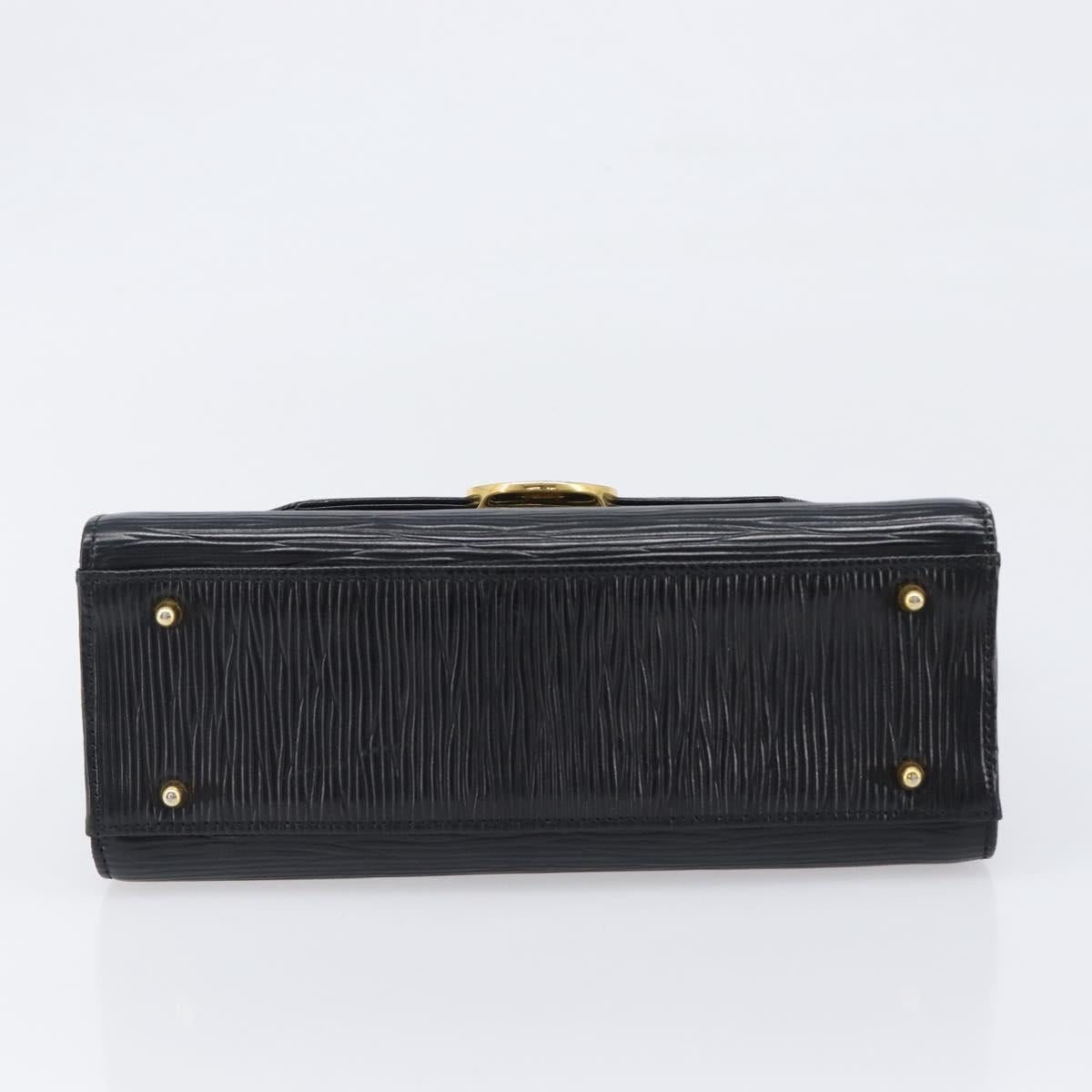 VALENTINO Hand Bag Leather 2way Black Gold Tone Auth BA15401A