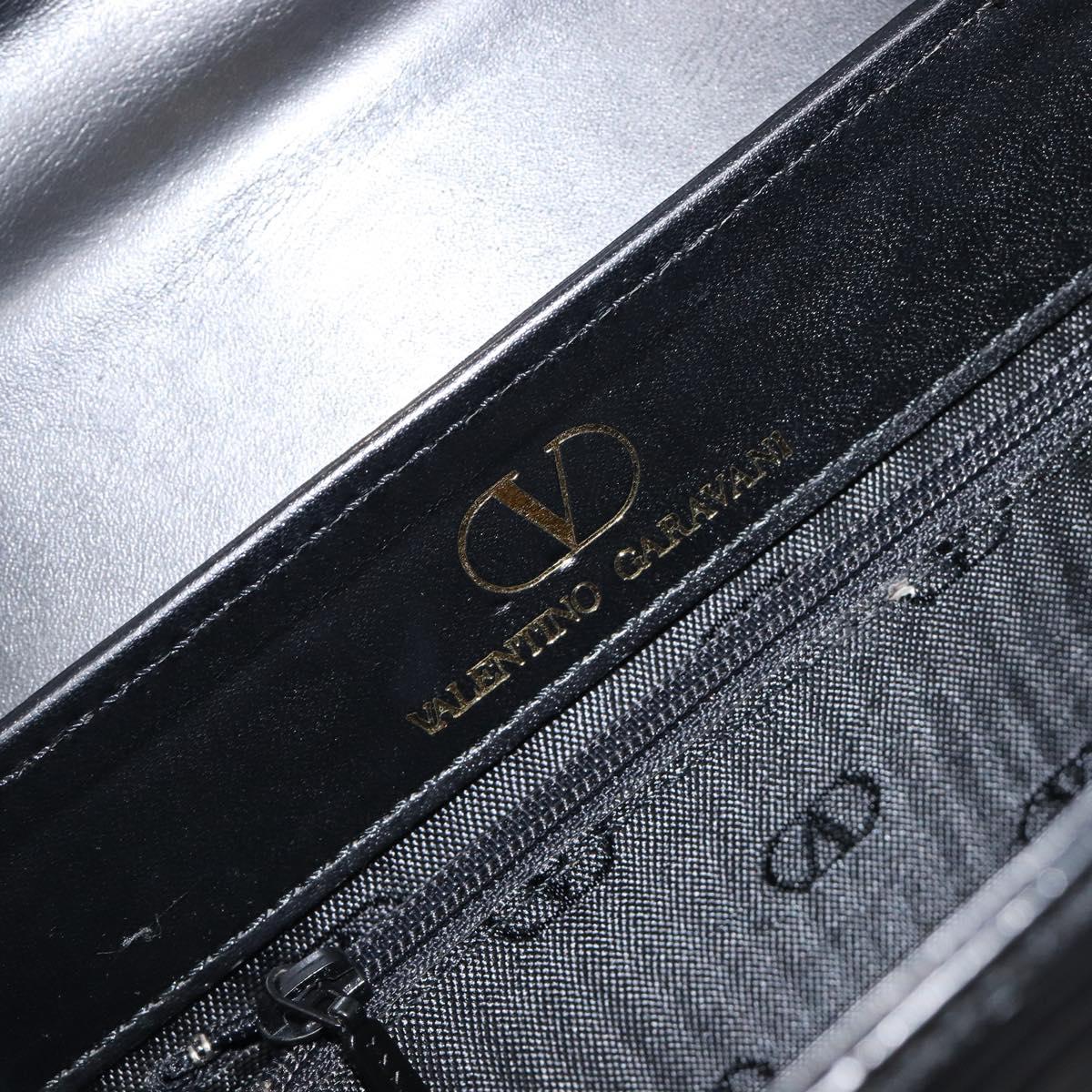 VALENTINO Hand Bag Leather 2way Black Gold Tone Auth BA15401A