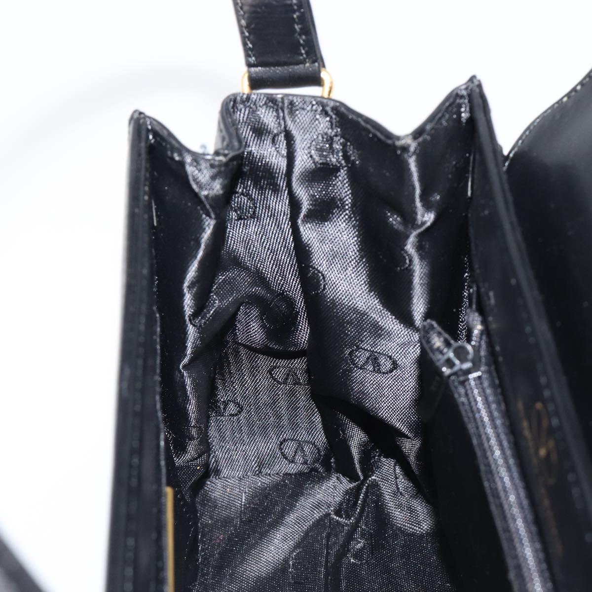 VALENTINO Hand Bag Leather 2way Black Gold Tone Auth BA15401A