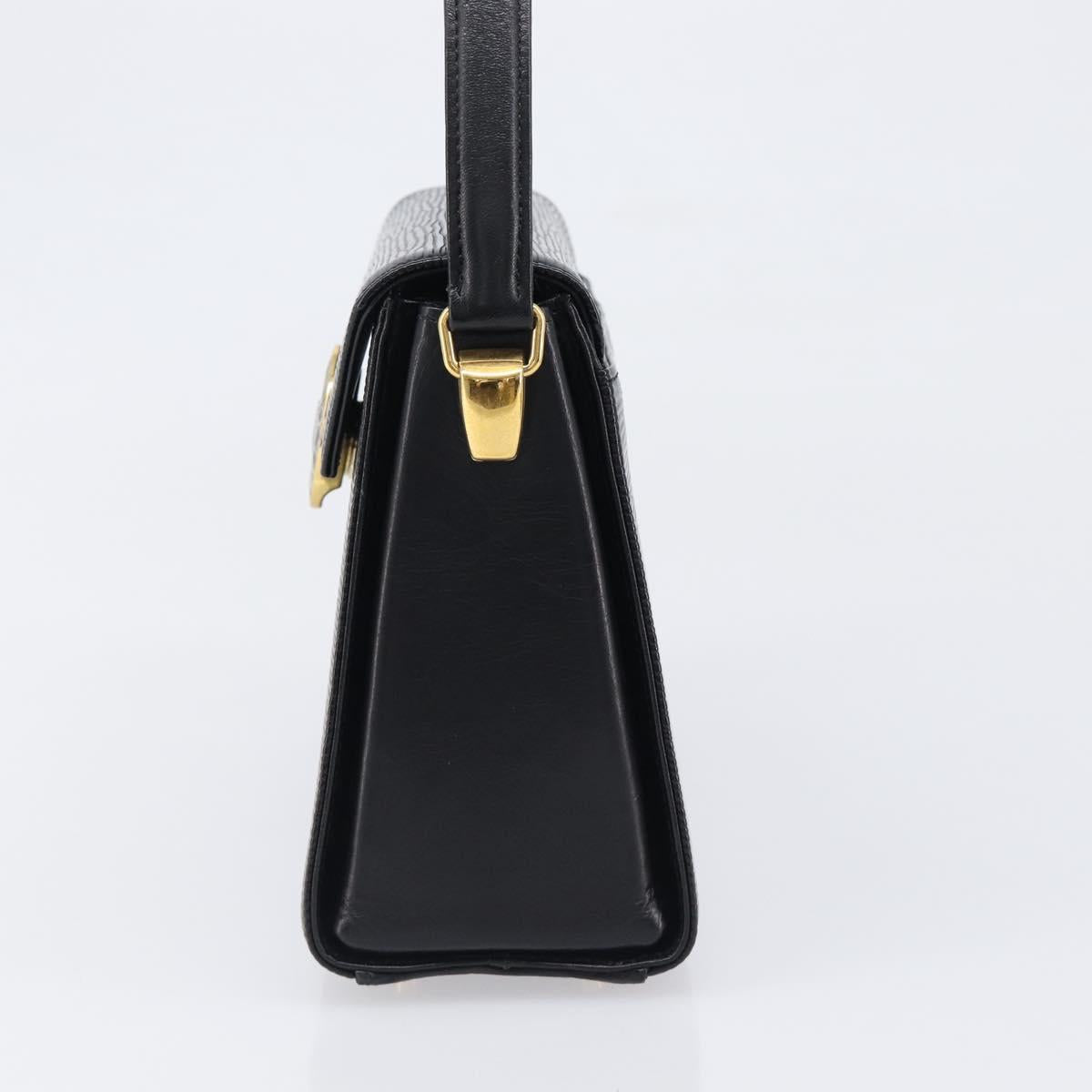 VALENTINO Hand Bag Leather 2way Black Gold Tone Auth BA15401A