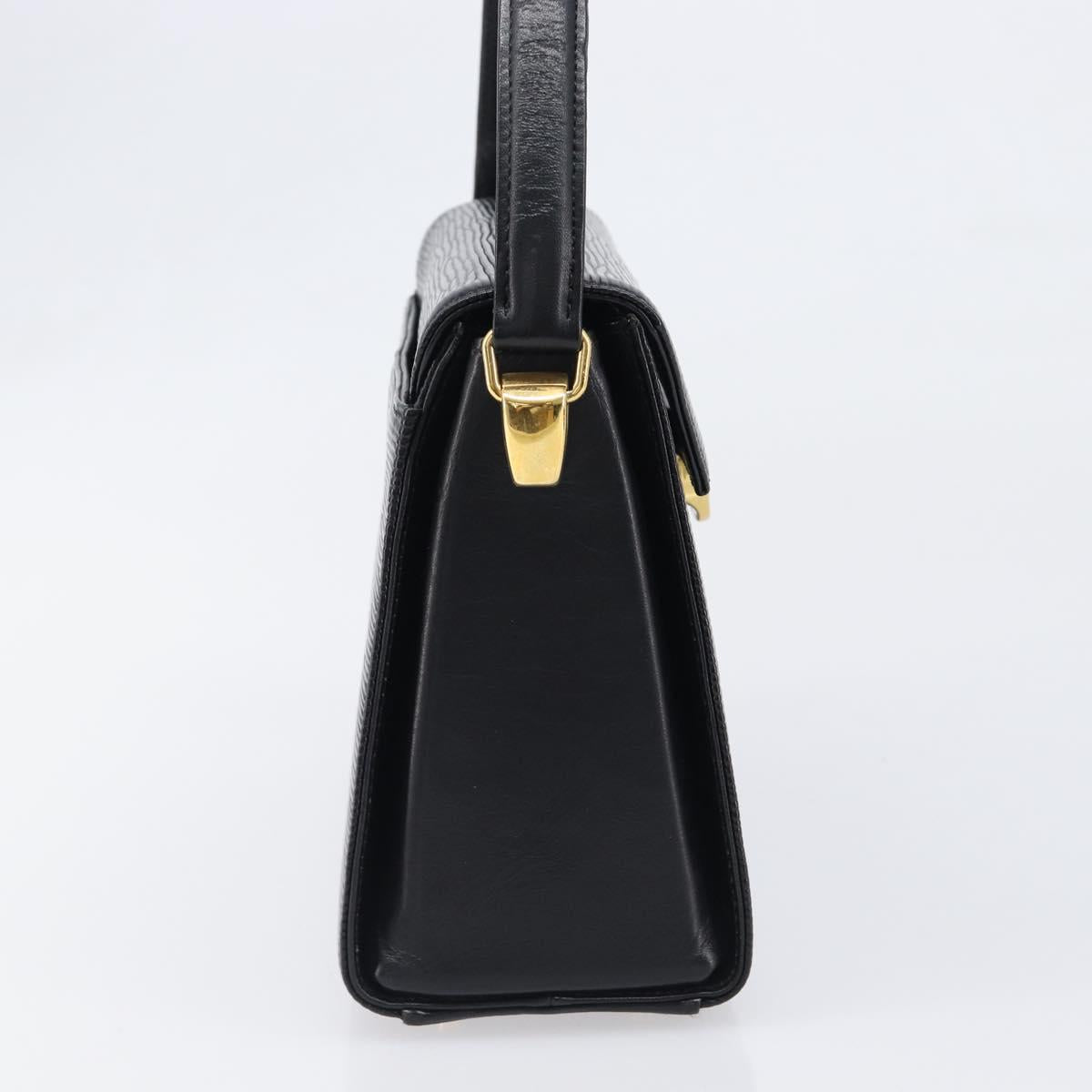 VALENTINO Hand Bag Leather 2way Black Gold Tone Auth BA15401A