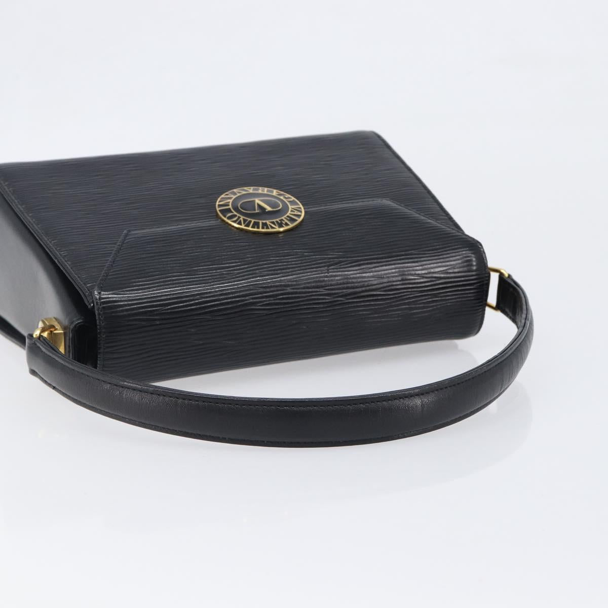VALENTINO Hand Bag Leather 2way Black Gold Tone Auth BA15401A