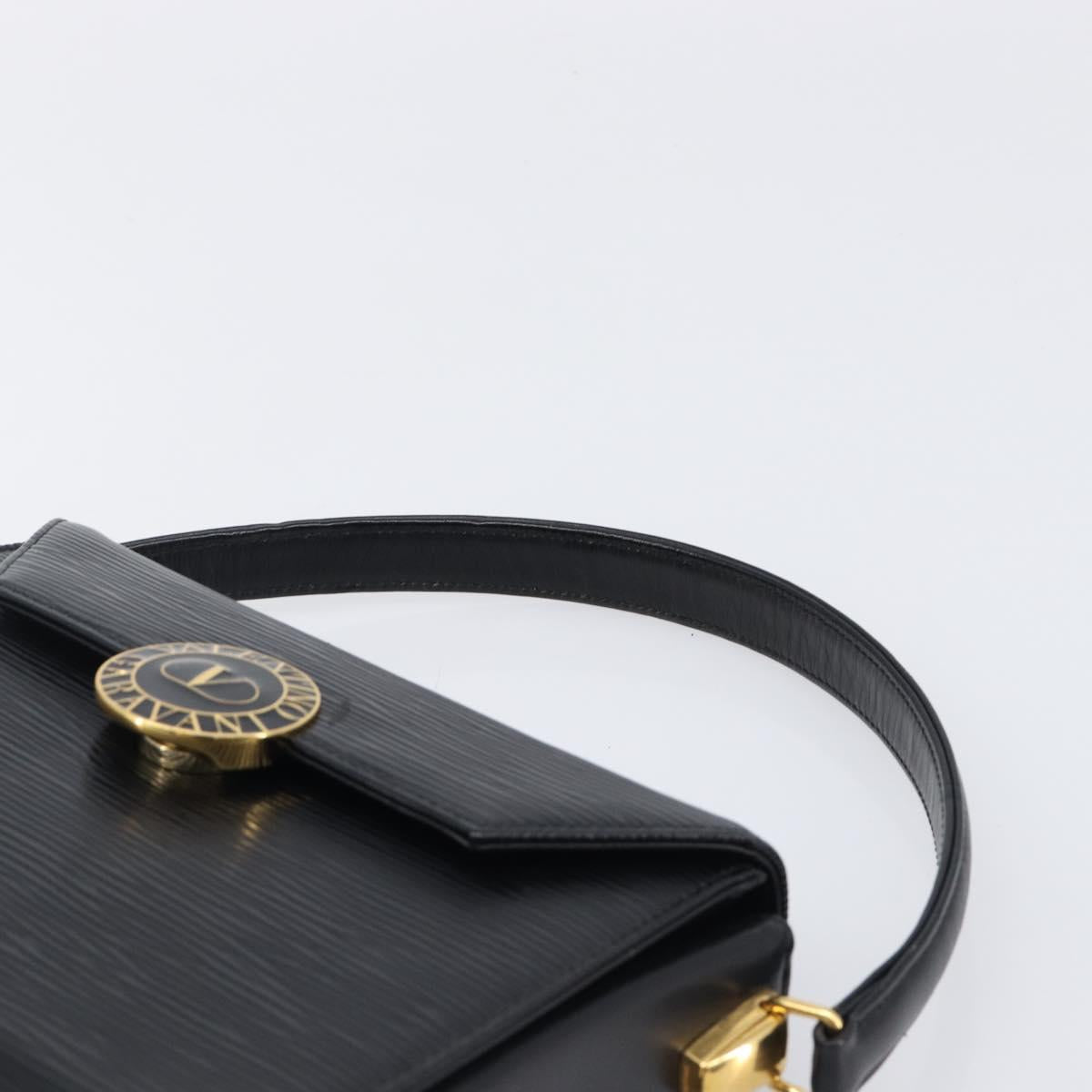 VALENTINO Hand Bag Leather 2way Black Gold Tone Auth BA15401A