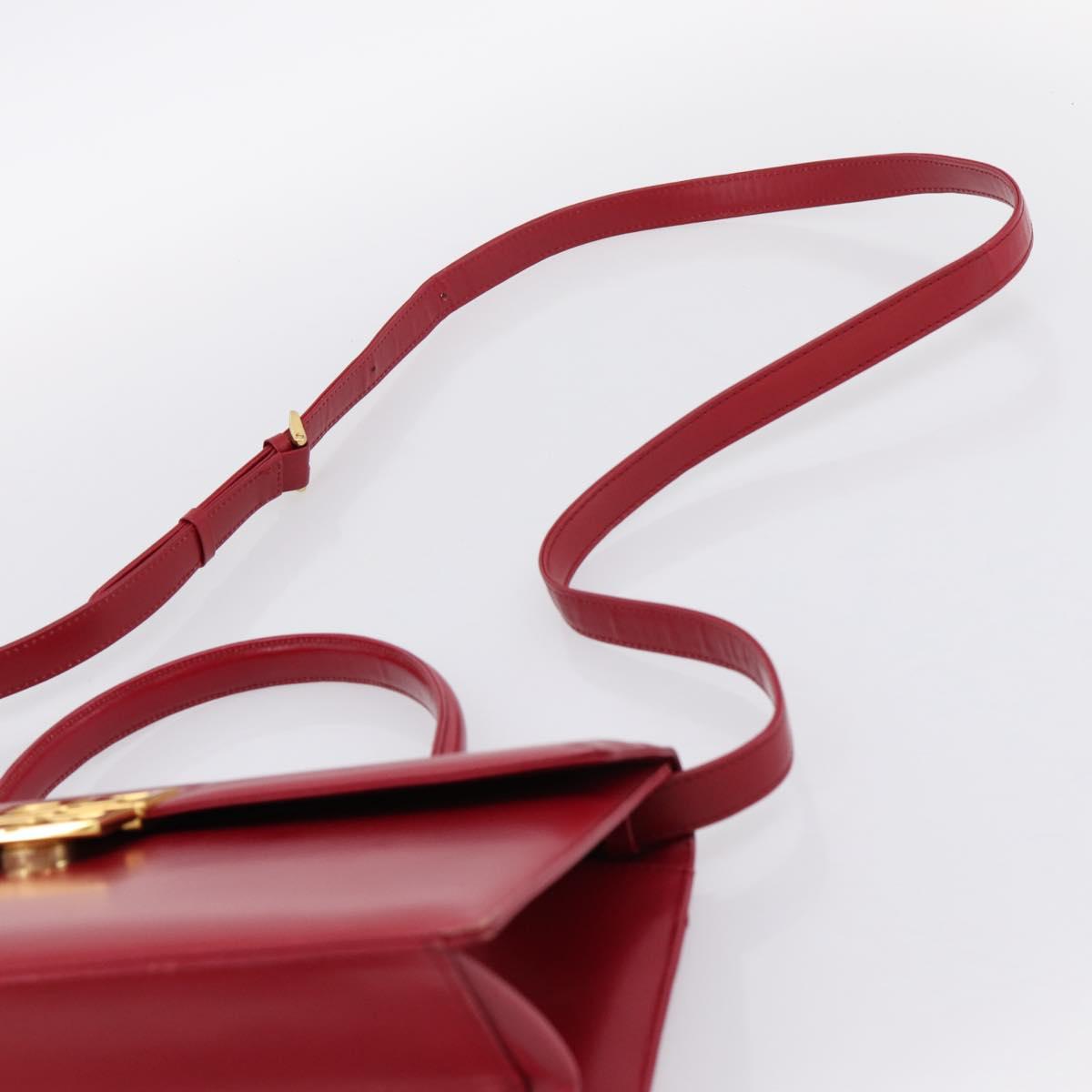 GIVENCHY Hand Bag Leather 2way Red Gold Tone Auth BA15402A
