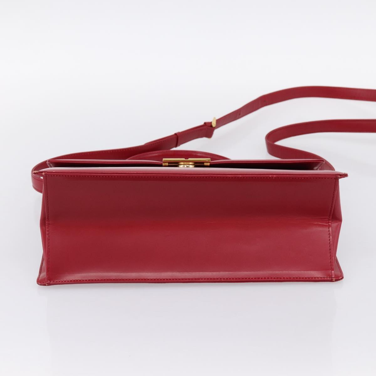GIVENCHY Hand Bag Leather 2way Red Gold Tone Auth BA15402A