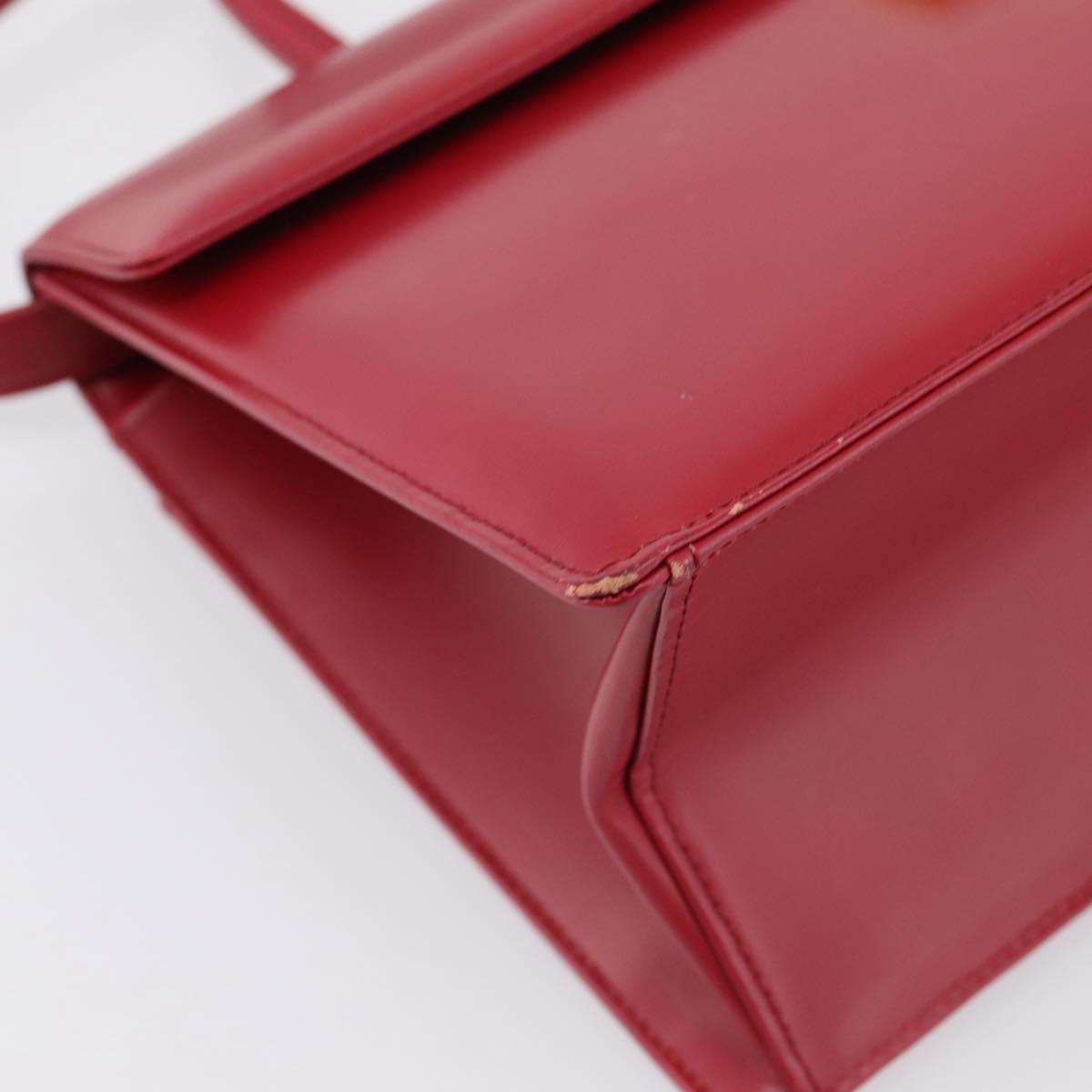 GIVENCHY Hand Bag Leather 2way Red Gold Tone Auth BA15402A