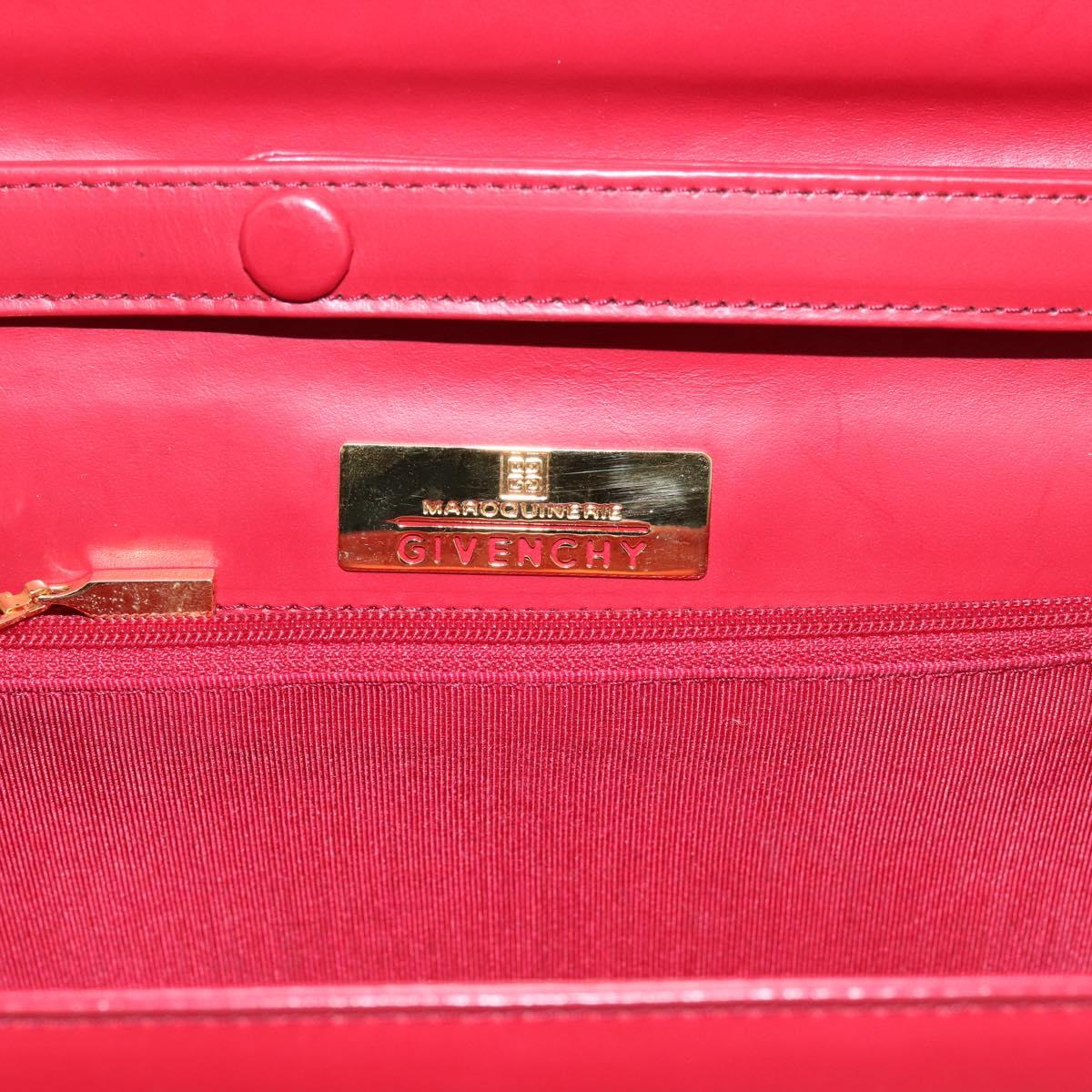GIVENCHY Hand Bag Leather 2way Red Gold Tone Auth BA15402A